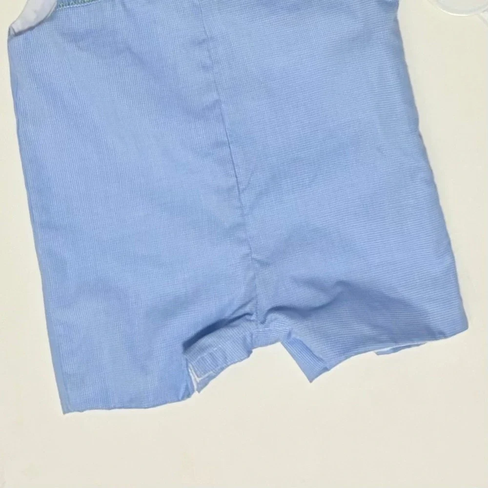 NWT!! EDGEHILL COLLECTION Smocked Bunny Gingham Plaid Romper Blue 9 Months